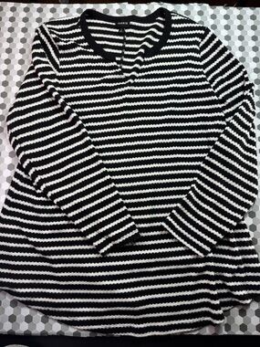 torrid Black and White Striped Crewneck Sweater